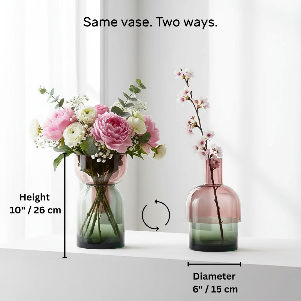 Flip Reversible Glass Vase – Gray & Pink Large