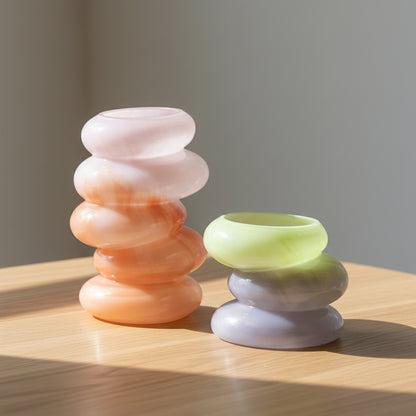 Swirl Glass Vase Set – Peach & Lime