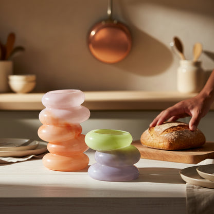 Swirl Glass Vase Set – Peach & Lime