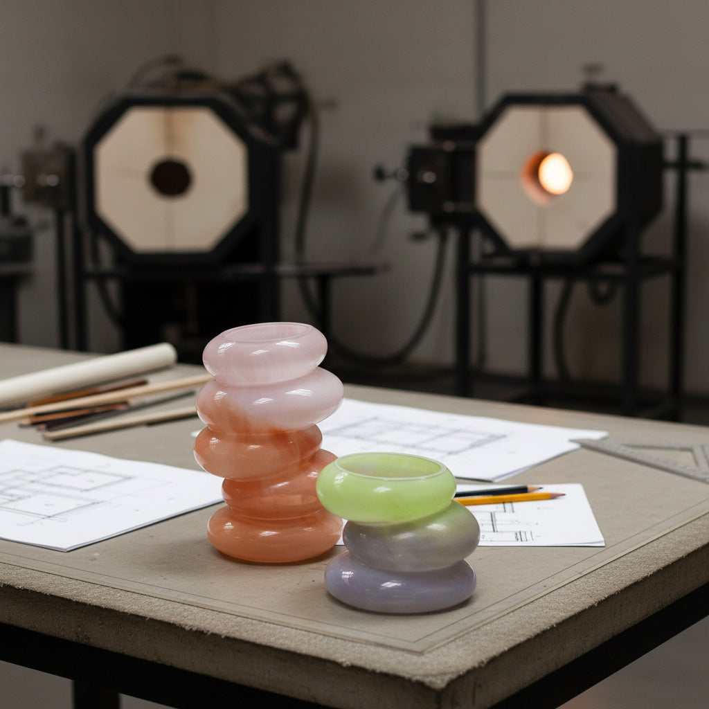 Swirl Glass Vase Set – Peach & Lime