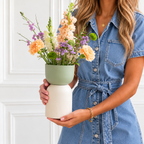 Flip Reversible Ceramic Vase – Ivory & Olive