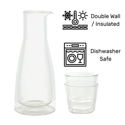 Rocks Set Clear – Double-Wall - Set Carafe & 2 Glasses