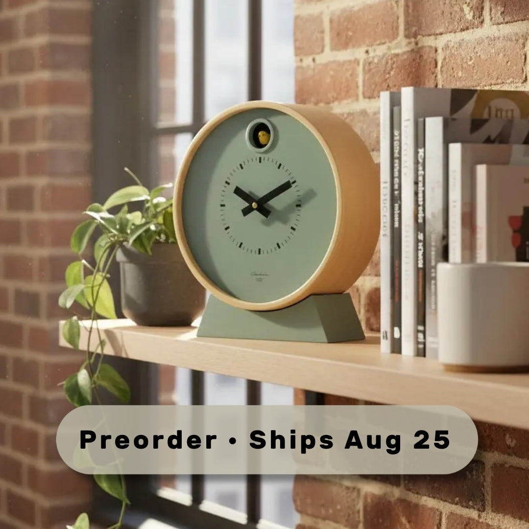 Sage Green Dot Modern Cuckoo Clock with Stand