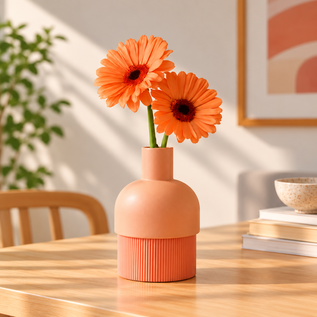 Flip Reversible Ceramic Vase – Coral and Nude