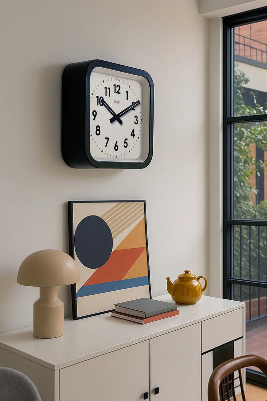 Big Railway Black Square Indoor / Outdoor Clock Cloudnola
