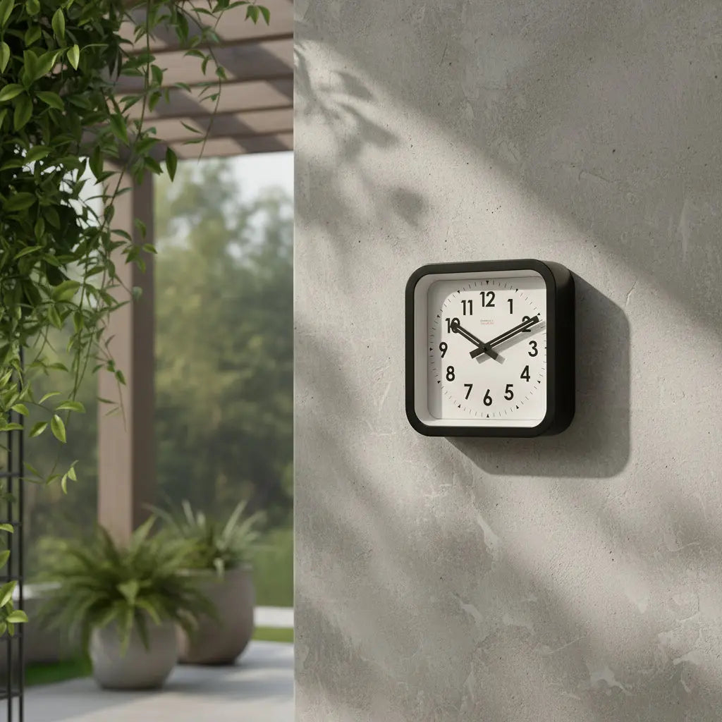 Big Railway Black Square Indoor / Outdoor Clock Cloudnola