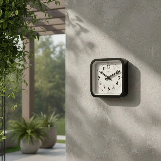 Big Railway Black Square Indoor / Outdoor Clock Cloudnola