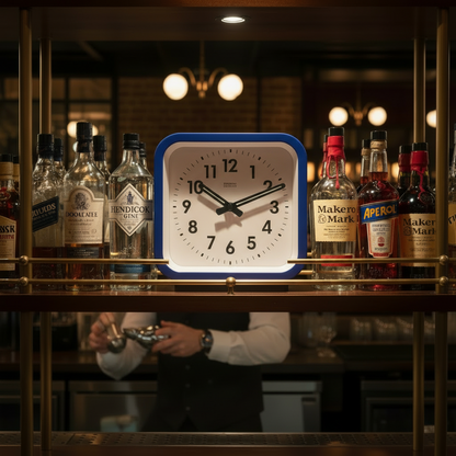 Big Railway Blue Square Kitchen Wall Clock