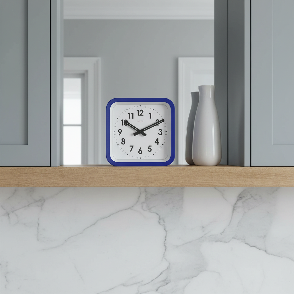 Big Railway Blue Square Kitchen Wall Clock