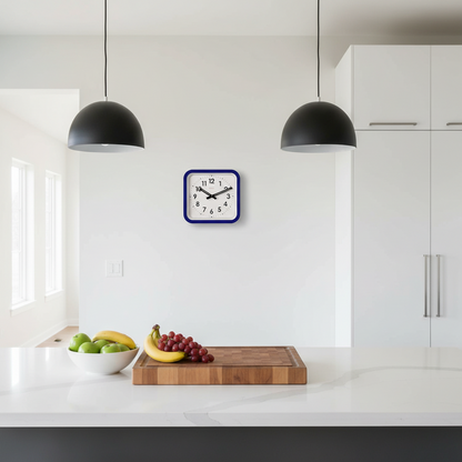 Big Railway Blue Square Kitchen Wall Clock