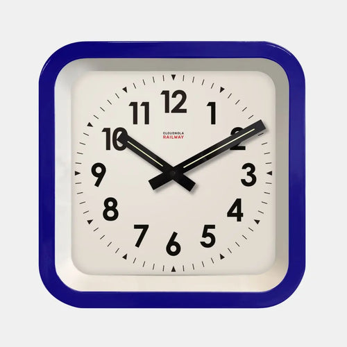 Big Railway Blue Indoor/Outdoor Clock – Large Blue Clock Cloudnola