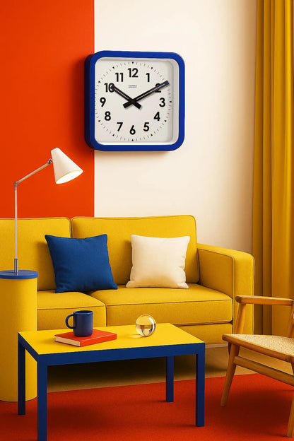 Big Railway Blue Square Indoor / Outdoor Clock Cloudnola