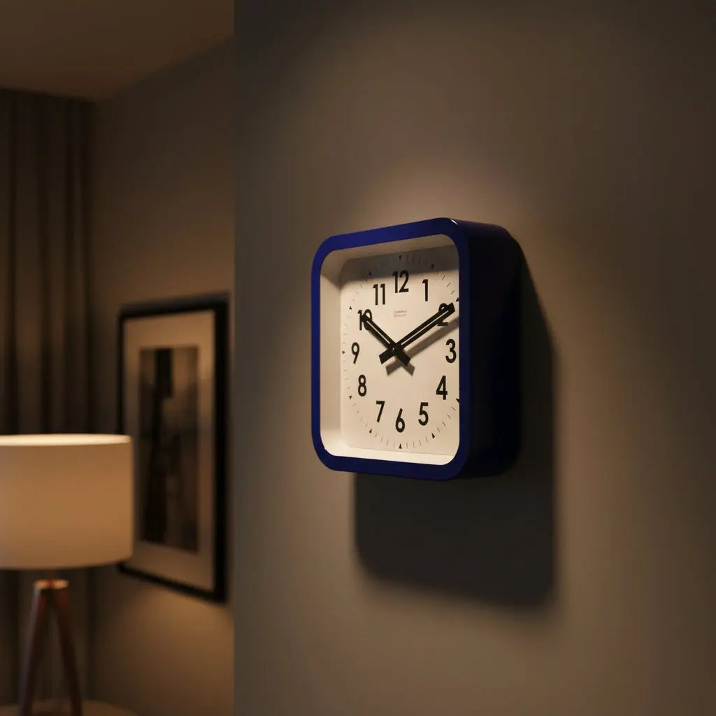 Big Railway Blue Square Indoor / Outdoor Clock Cloudnola