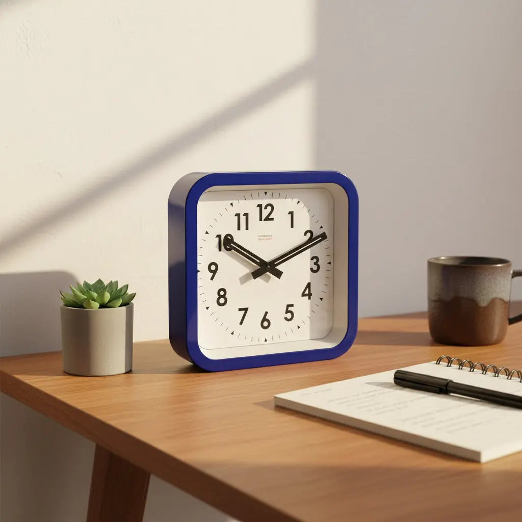 Big Railway Blue Square Indoor / Outdoor Clock Cloudnola