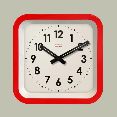 Big Railway Red Indoor/Outdoor Clock Cloudnola
