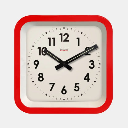 Big Railway Red Indoor/Outdoor Red Wall Clock Cloudnola