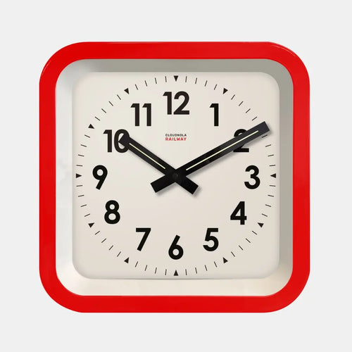 Big Railway Red Indoor/Outdoor Red Wall Clock Cloudnola