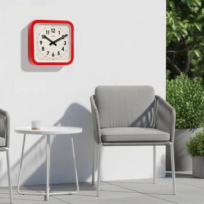 Big Railway Red Square Indoor / Outdoor Clock Cloudnola