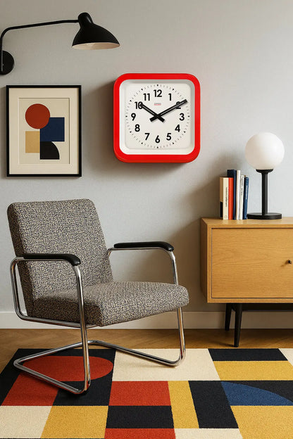 Big Railway Red Square Indoor / Outdoor Clock Cloudnola