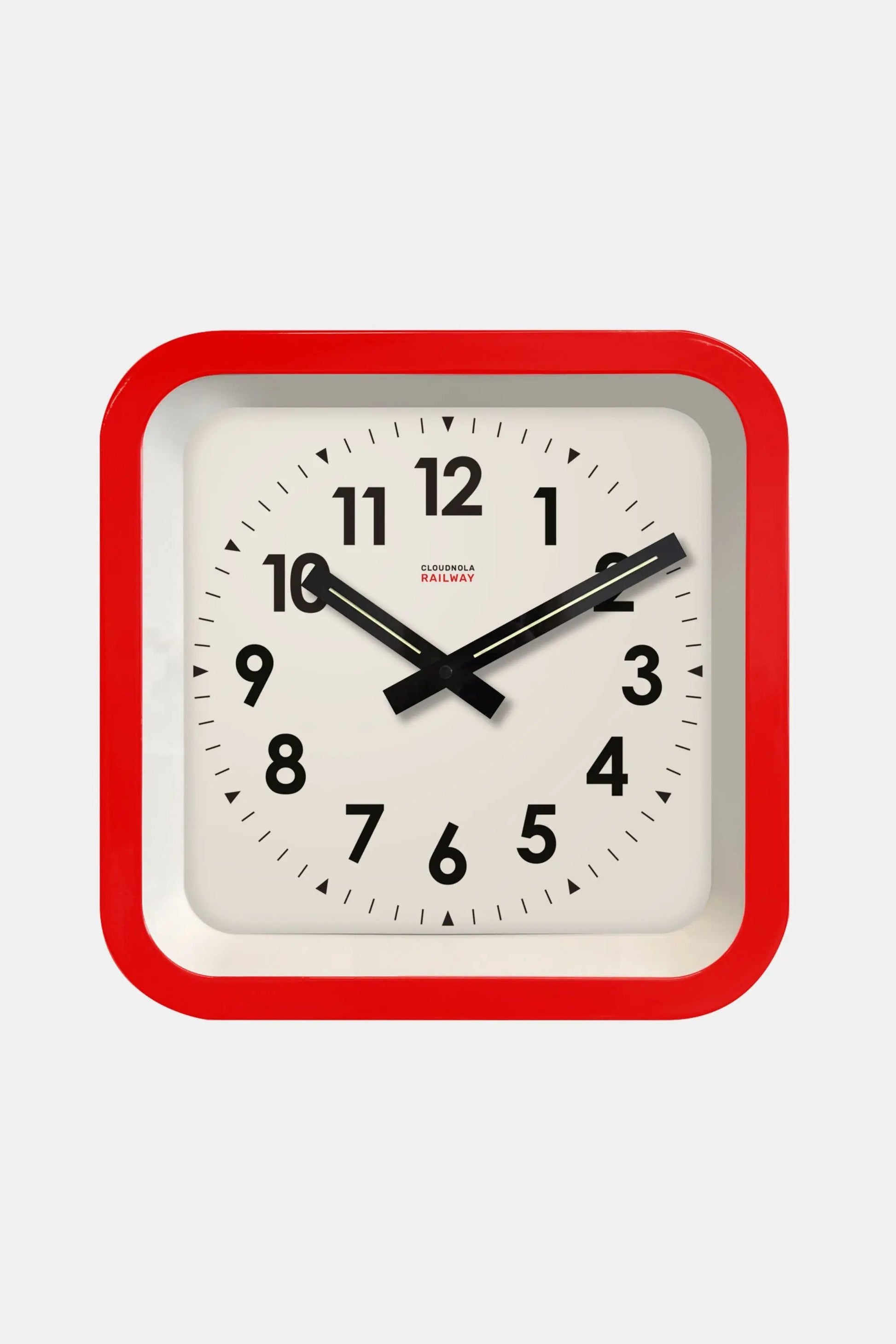 Big Railway Red Square Indoor / Outdoor Clock Cloudnola