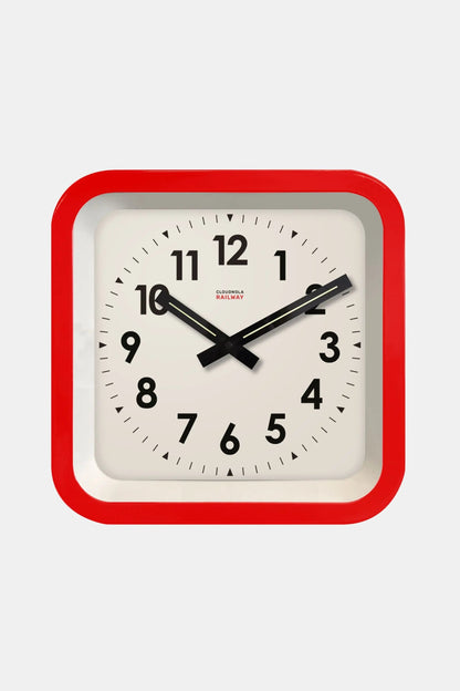 Big Railway Red Square Indoor / Outdoor Clock Cloudnola