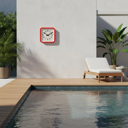 Big Railway Red Square Indoor / Outdoor Clock Cloudnola