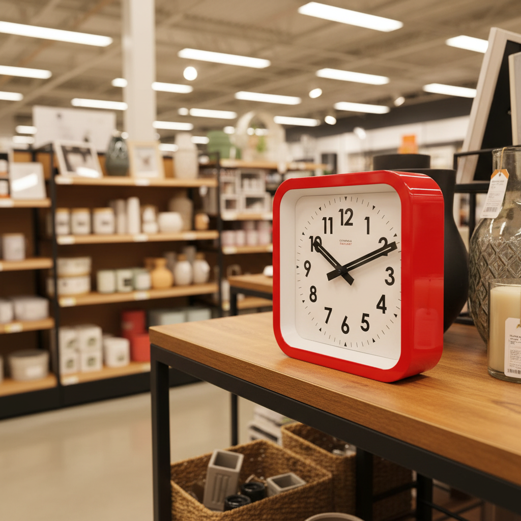 Square Clock Red