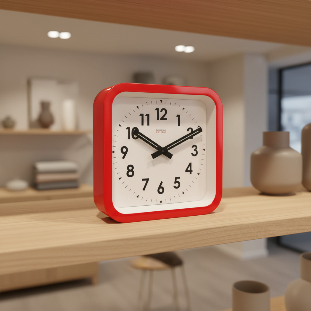 Square Clock Red