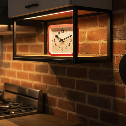 Big Railway Red Square Kitchen Wall Clock