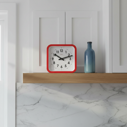 Big Railway Red Square Kitchen Wall Clock