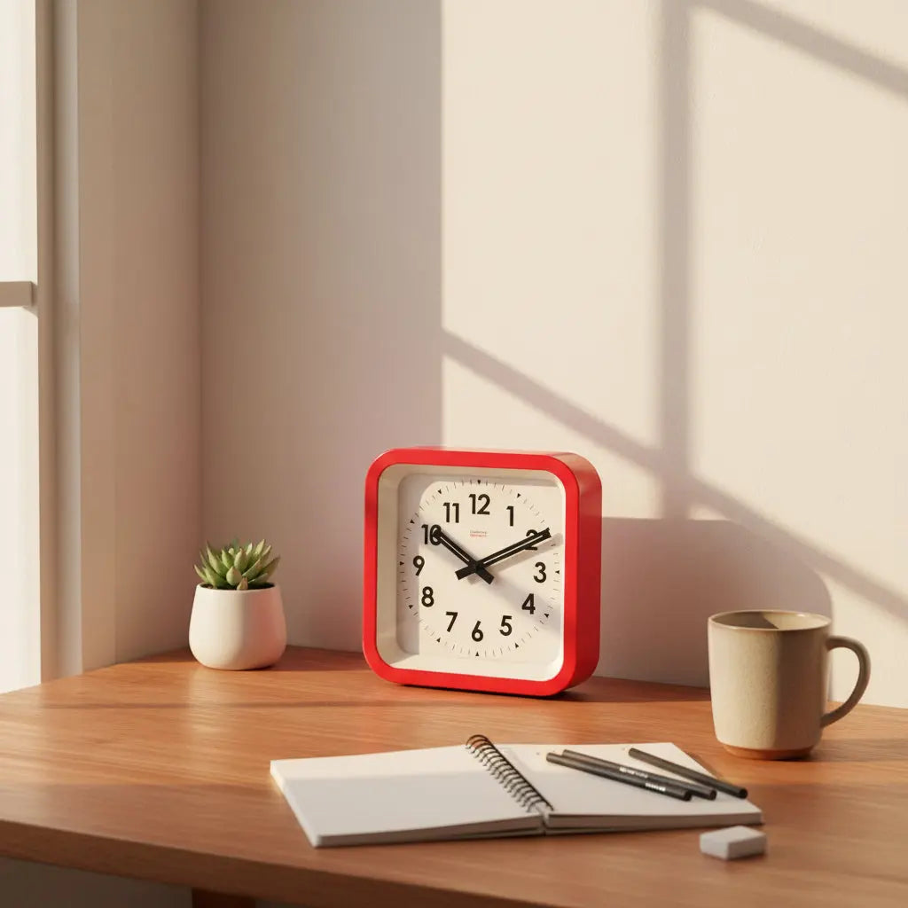 Big Railway Red Square Indoor / Outdoor Clock Cloudnola