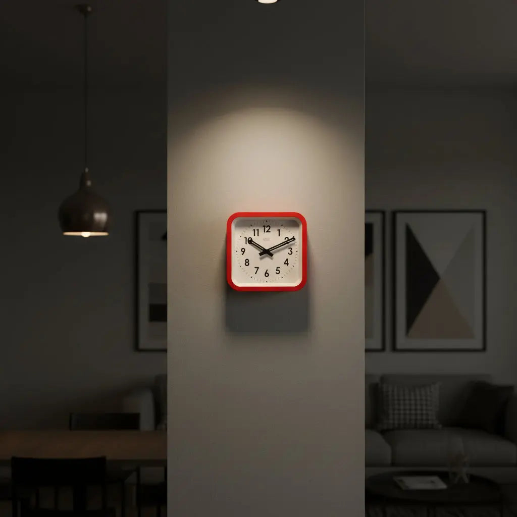 Big Railway Red Square Indoor / Outdoor Clock Cloudnola