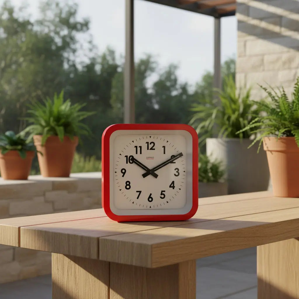 Big Railway Red Square Indoor / Outdoor Clock Cloudnola