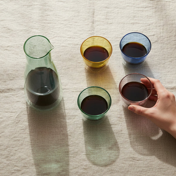 MoMA Select Glass Carafe with 4 Cups – Double-Wall Mint & Color