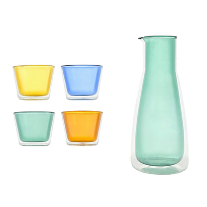 Rocks Green Carafe & Color Glass Set Bundle - Drinkware