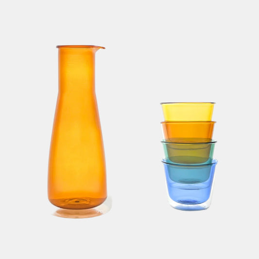 Rocks Orange Carafe & Color Glass Set Bundle - Drinkware