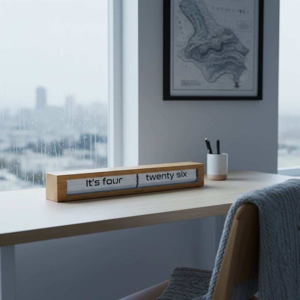 Modern Text Flip Clock Bamboo | Cloudnola