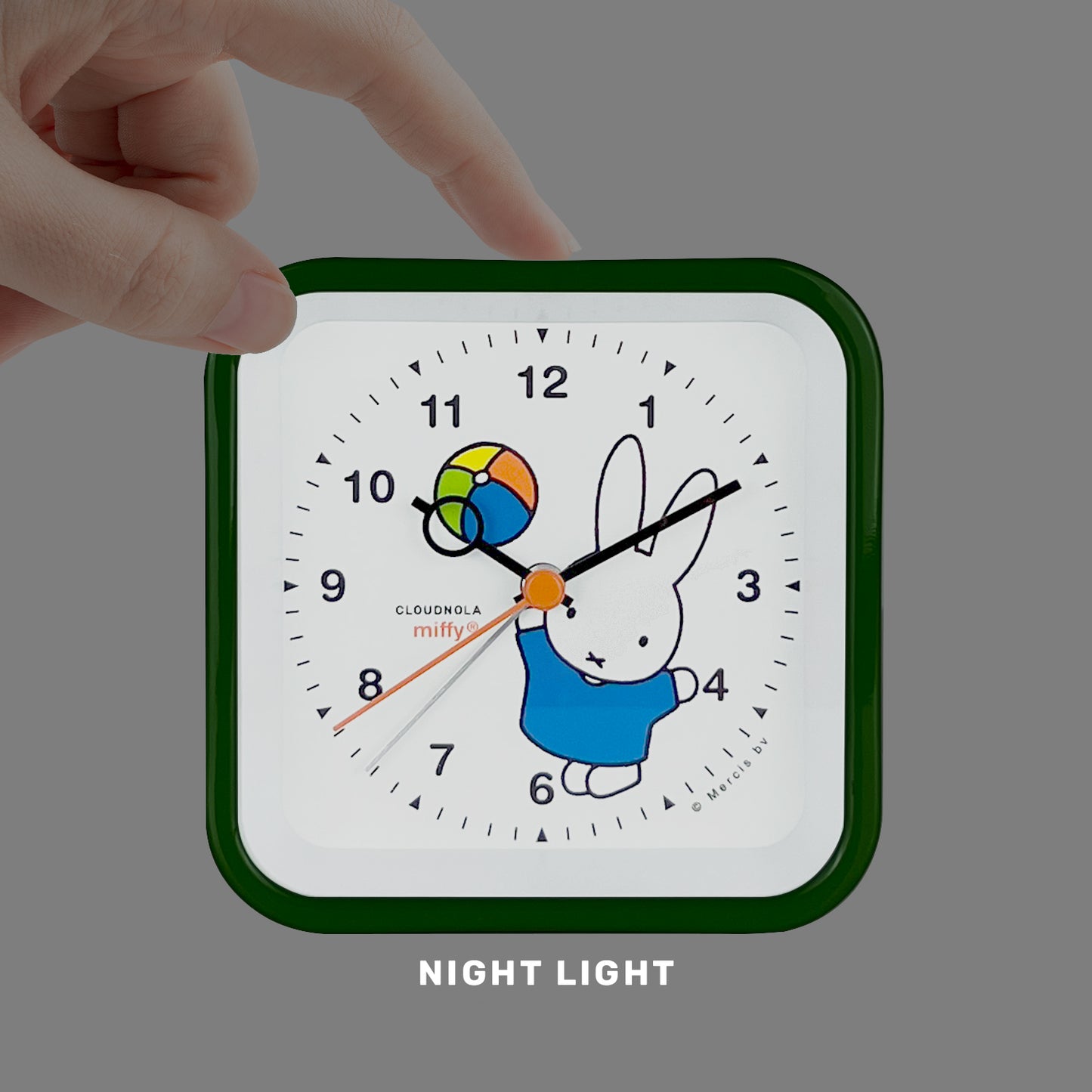 Miffy Green Alarm Clock - Nijntje Analog Timepiece - LED Light - Snooze Function - Dutch Design