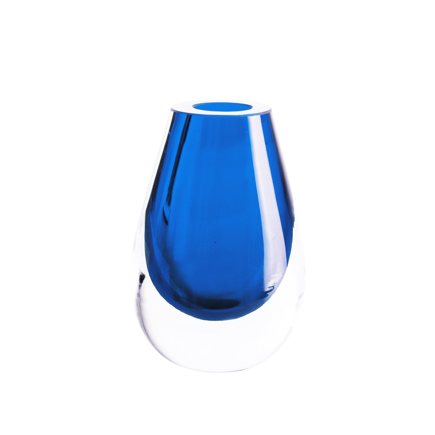 Drop Royal Blue Vase - Mouth-Blown Thick Glass - Sustainable Elegance