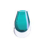Drop Teardrop Glass Vase – Turquoise with handblown glass, minimalist home decor, Dutch Design, and Functional Design elements.