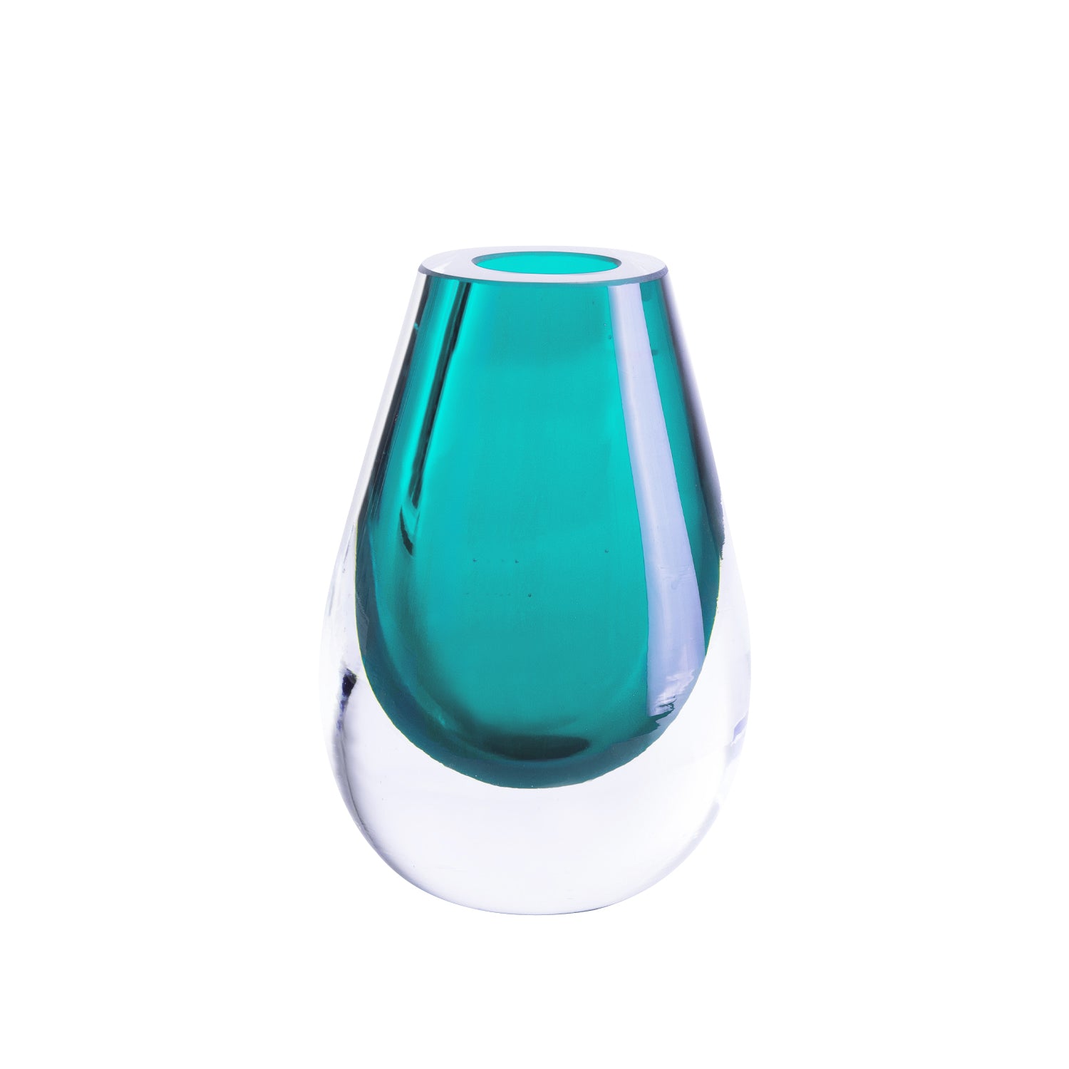 Drop Teardrop Glass Vase – Turquoise with handblown glass, minimalist home decor, Dutch Design, and Functional Design elements.