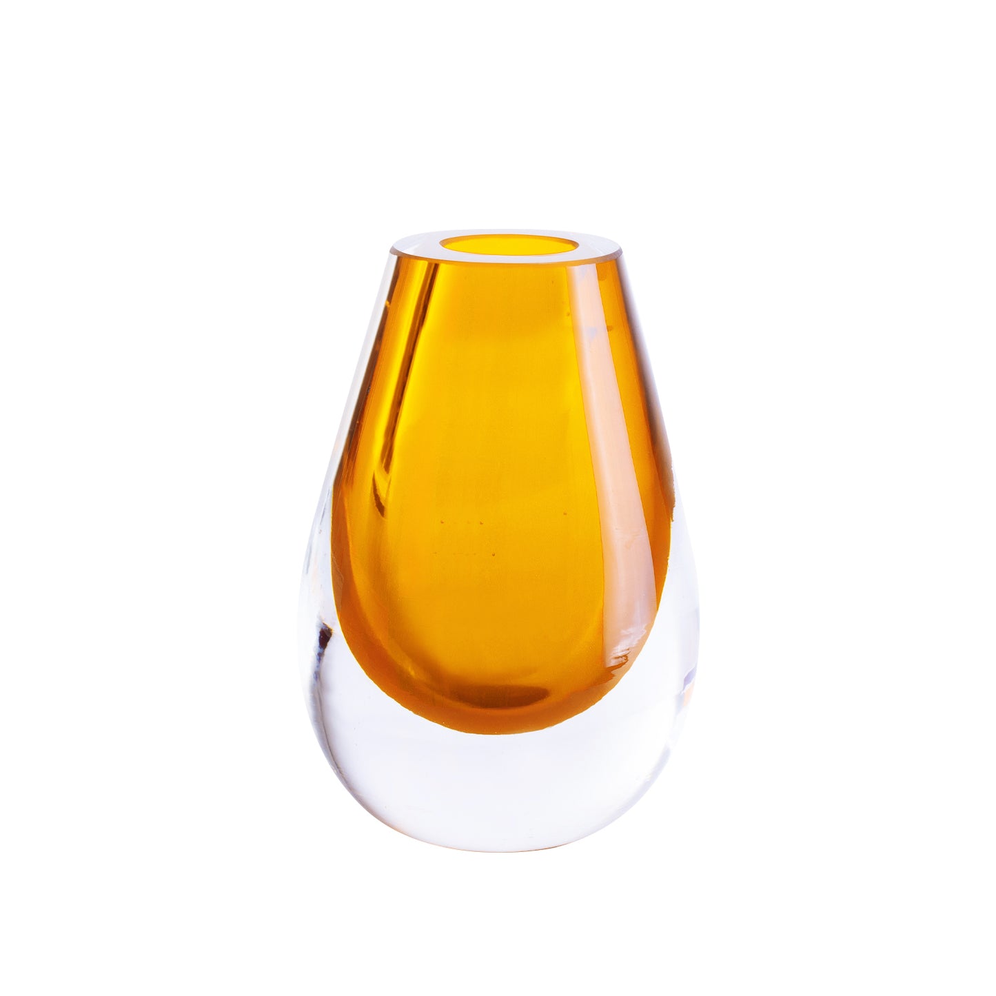 Drop Amber Yellow Vase - Hand-Blown Thick Glass - Eco-Friendly Elegance