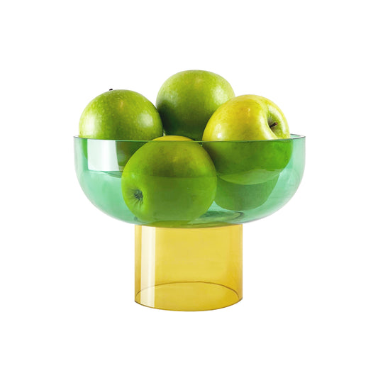 Tip Top Glass Bowl Small Green and Yellow - Bowl - Reversible - Dual Sided - Soda Lime Glass