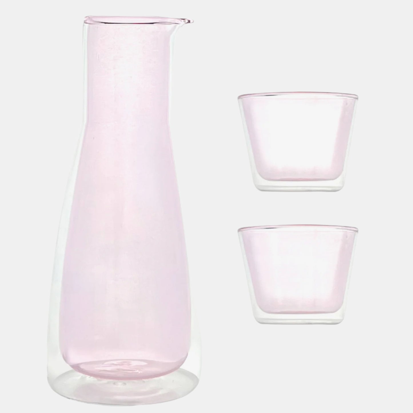 Rocks Set Pink – Double-Wall - Set Carafe & 2 Glasses