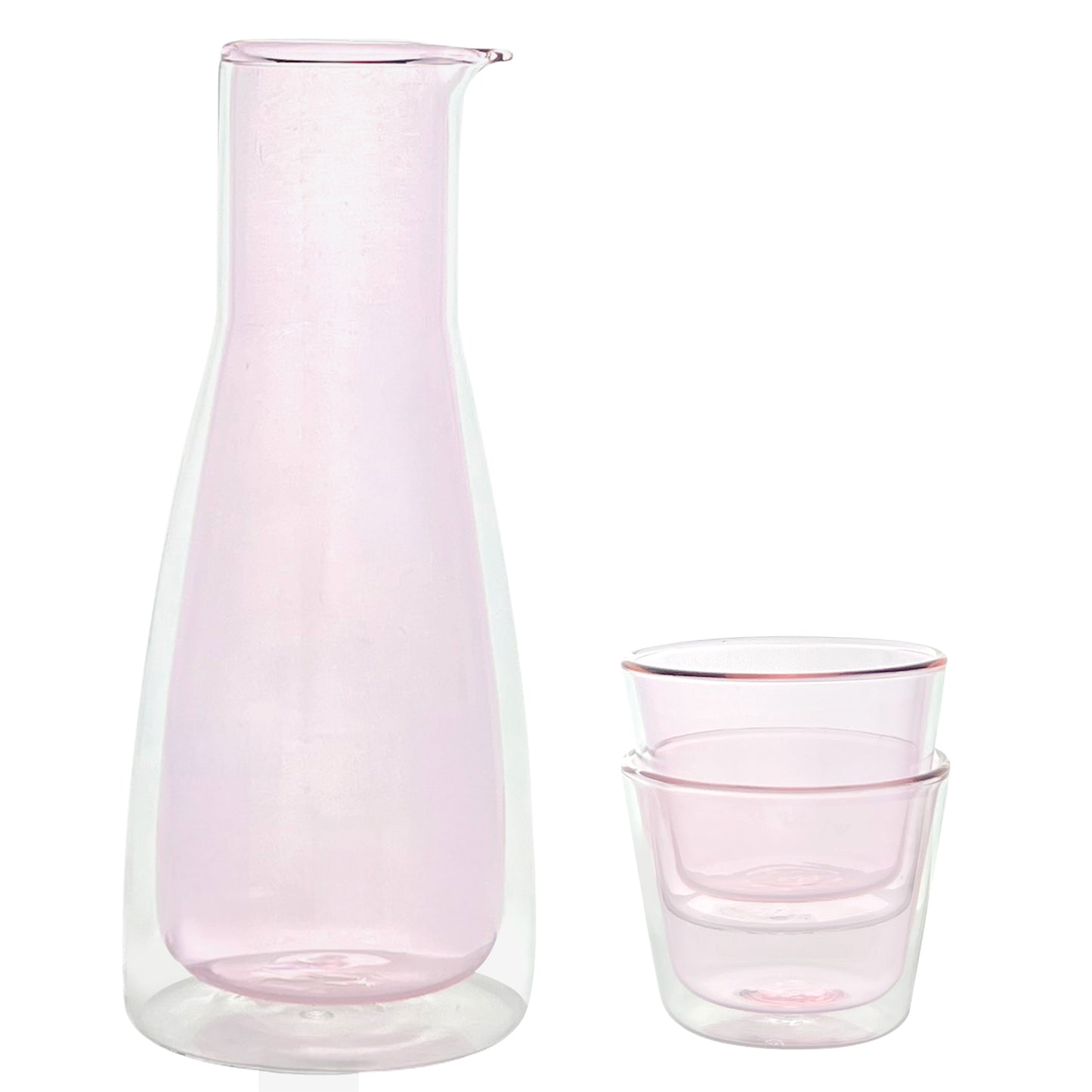 Rocks Set Pink – Double-Wall - Set Carafe & 2 Glasses