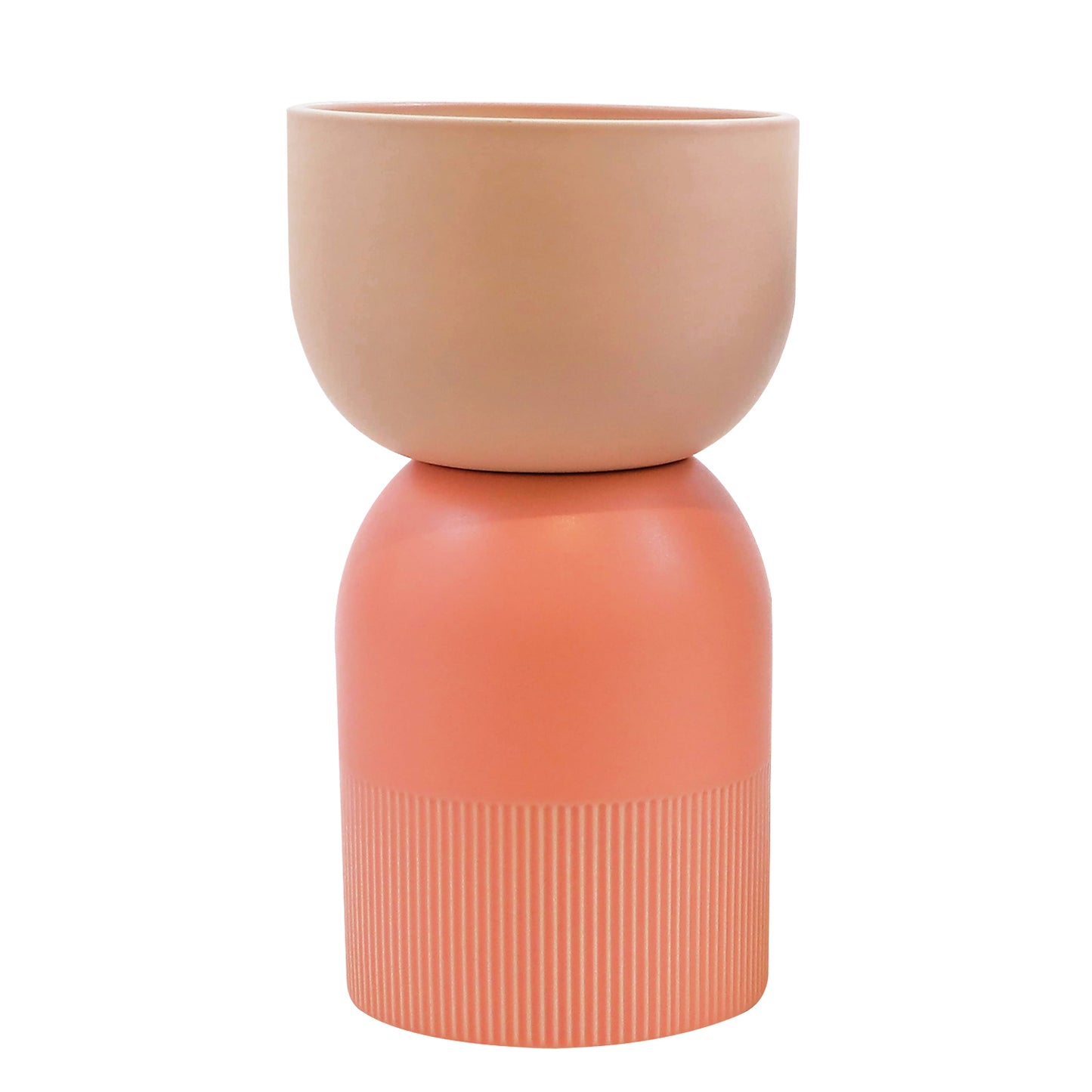 Flip Med Nude and Coral Ceramic Vase