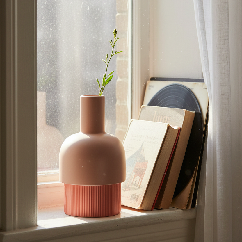 Flip Reversible Ceramic Vase – Coral and Nude