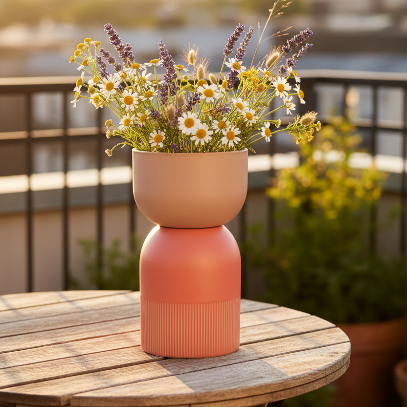 Flip Reversible Ceramic Vase – Coral and Nude