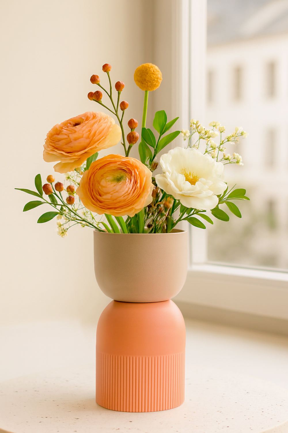 Flip Reversible Ceramic Vase – Coral and Nude