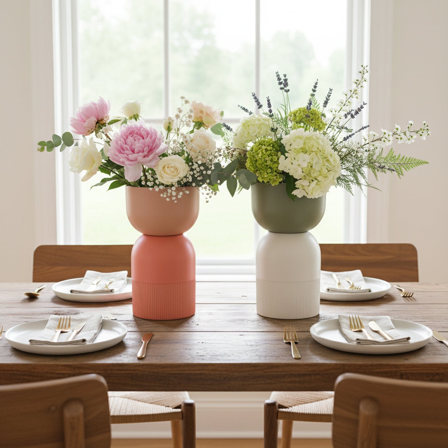 Flip Med Nude and Coral Ceramic Vase